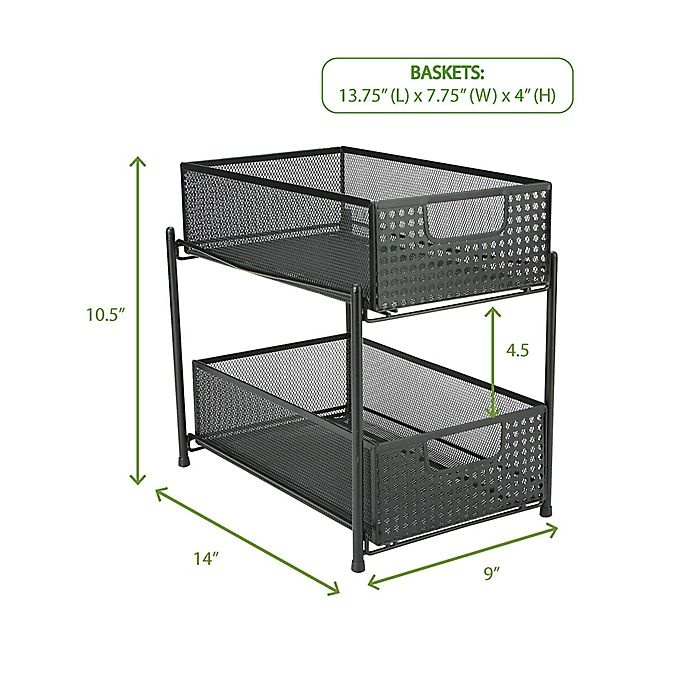 slide 5 of 7, Mind Reader 2-Tier Storage Basket Organizer - Black, 1 ct