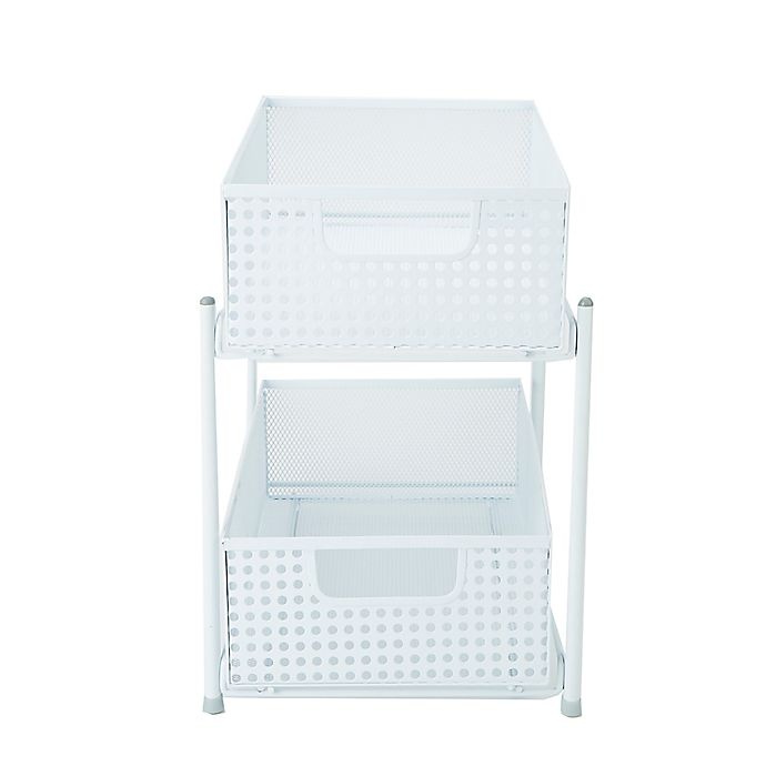 slide 5 of 7, Mind Reader 2-Tier Storage Basket Organizer - White, 1 ct