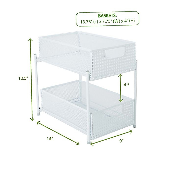 slide 6 of 7, Mind Reader 2-Tier Storage Basket Organizer - White, 1 ct