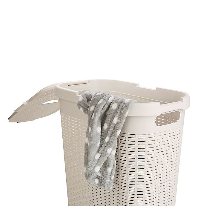 slide 5 of 7, Mind Reader Slim Laundry Hamper - Ivory White, 40 liter