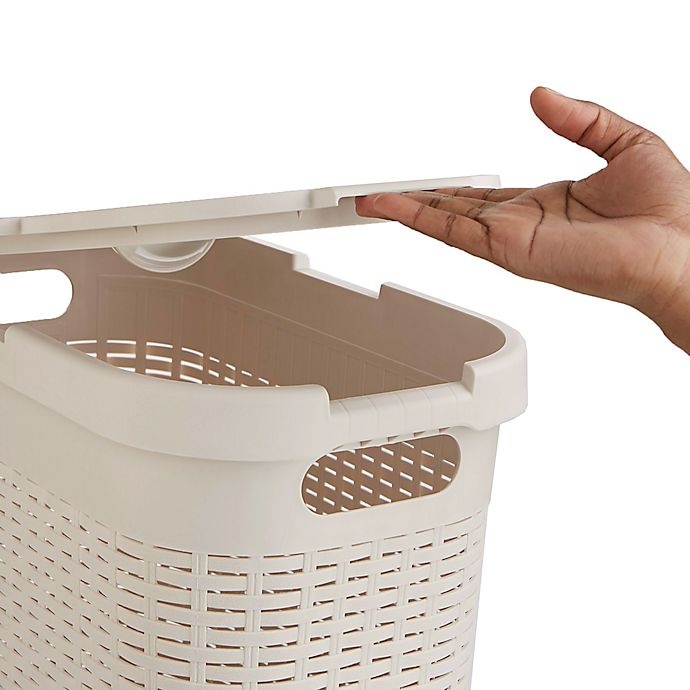 slide 3 of 7, Mind Reader Slim Laundry Hamper - Ivory White, 40 liter