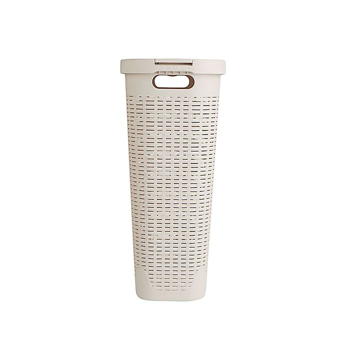 slide 6 of 7, Mind Reader Slim Laundry Hamper - Ivory White, 40 liter