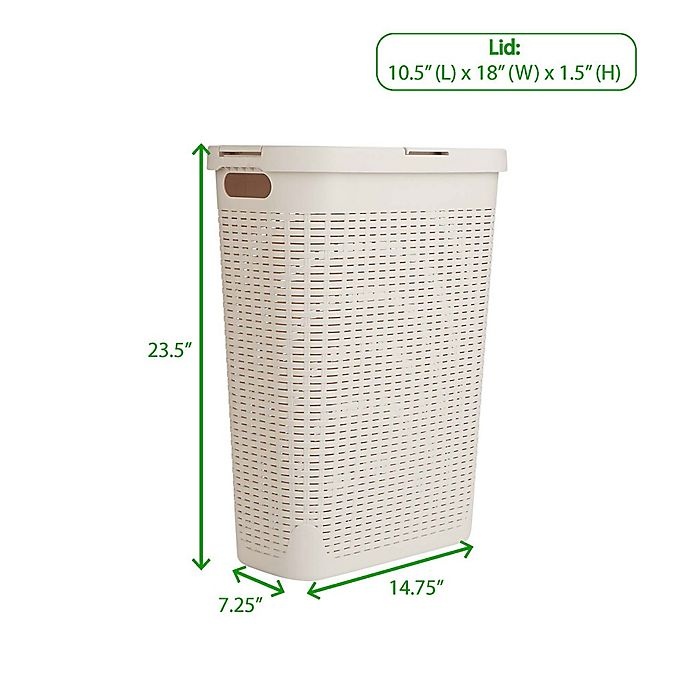 slide 7 of 7, Mind Reader Slim Laundry Hamper - Ivory White, 40 liter