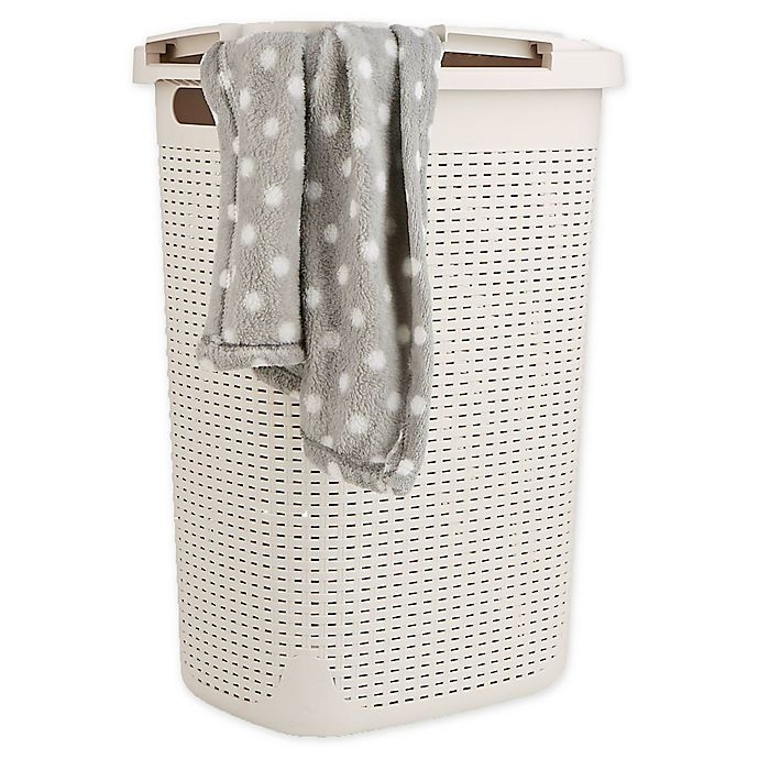 slide 1 of 7, Mind Reader Laundry Hamper - Ivory White, 60 liter