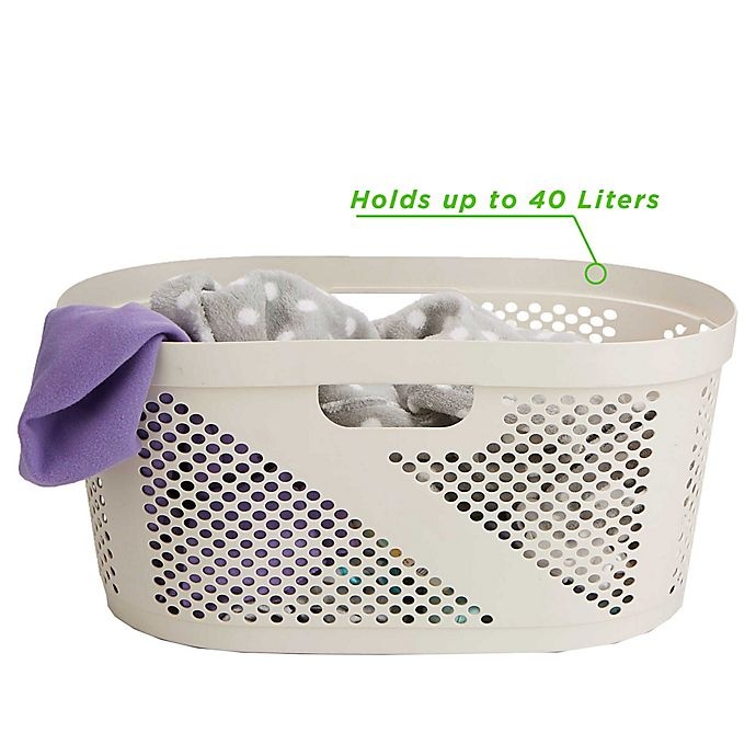 slide 3 of 7, Mind Reader Laundry Storage Basket - Ivory White, 40 liter