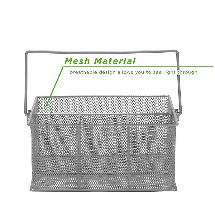 slide 2 of 7, Mind Reader Mesh Desk Organizer Basket/Utensil Caddy - Grey, 1 ct