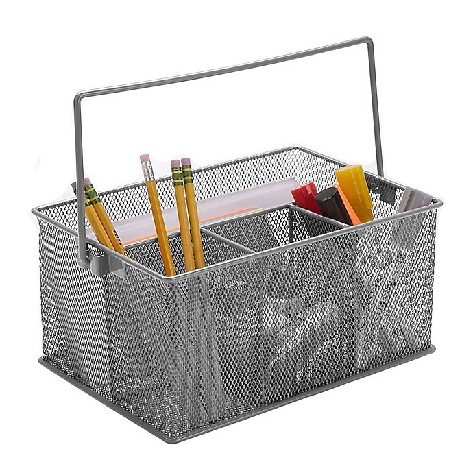 slide 3 of 7, Mind Reader Mesh Desk Organizer Basket/Utensil Caddy - Grey, 1 ct