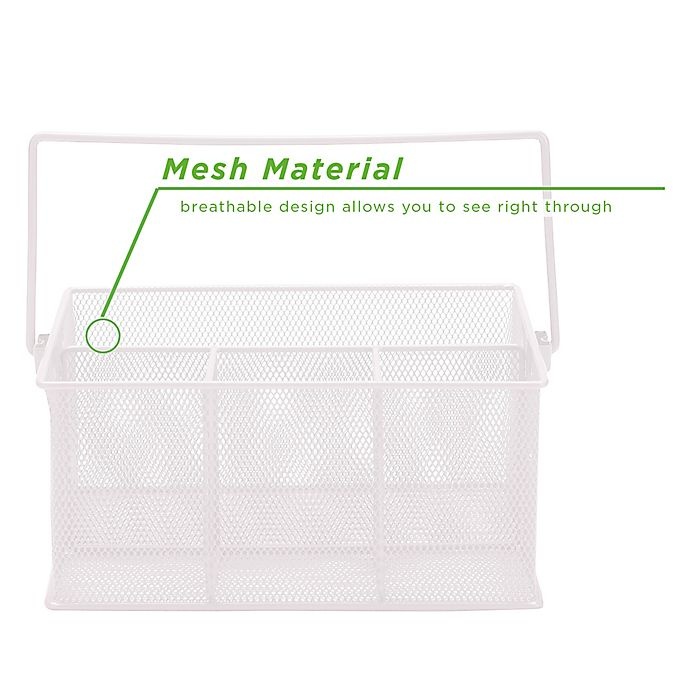 slide 3 of 7, Mind Reader Mesh Desk Organizer Basket/Utensil Caddy - White, 1 ct