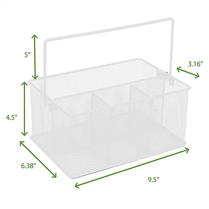 slide 7 of 7, Mind Reader Mesh Desk Organizer Basket/Utensil Caddy - White, 1 ct