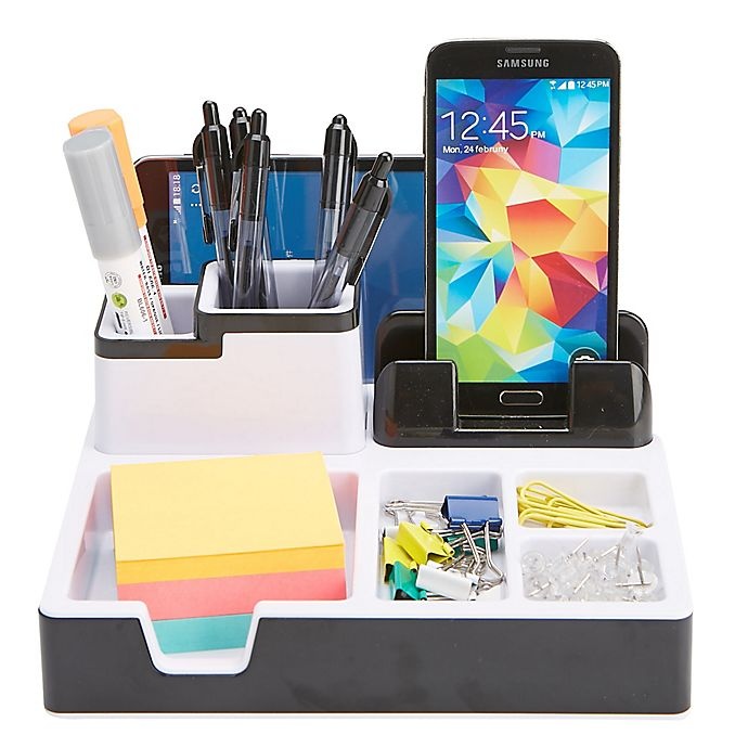 slide 3 of 7, Mind Reader Desk Supplies Organizer with USB Charging Station, 1 ct