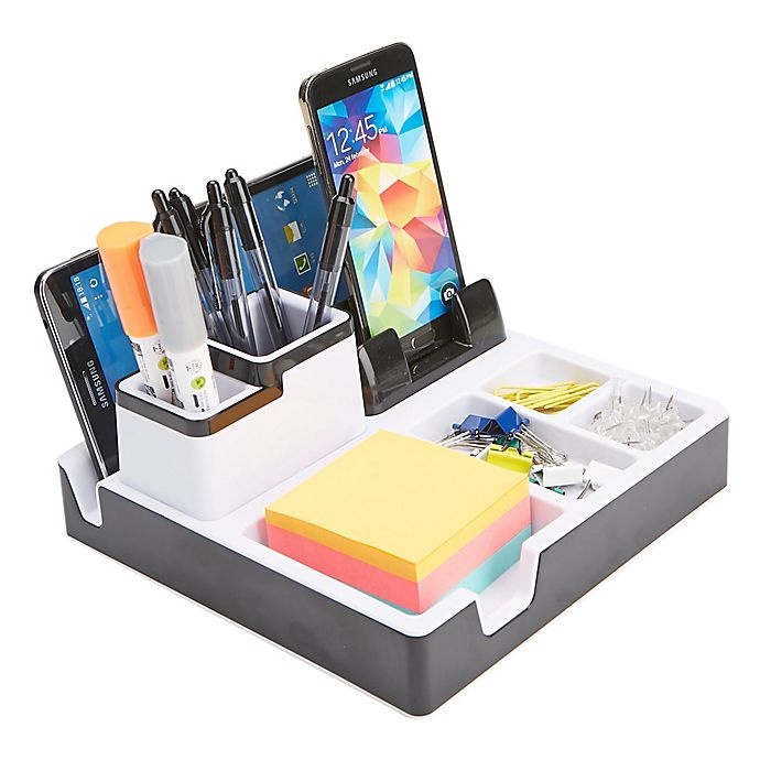 slide 4 of 7, Mind Reader Desk Supplies Organizer with USB Charging Station, 1 ct