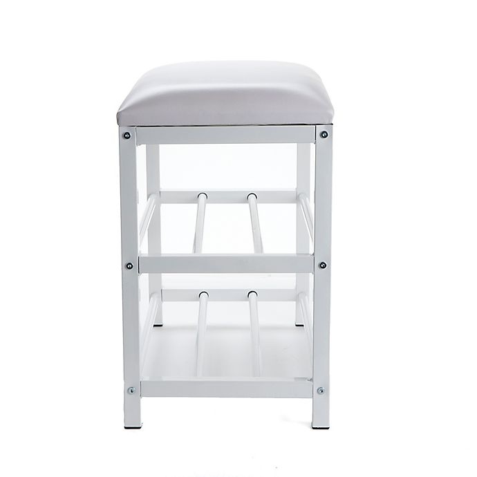 slide 3 of 6, Mind Reader 3-Tier Shoe Bench and Organizer with Cushion - White, 1 ct
