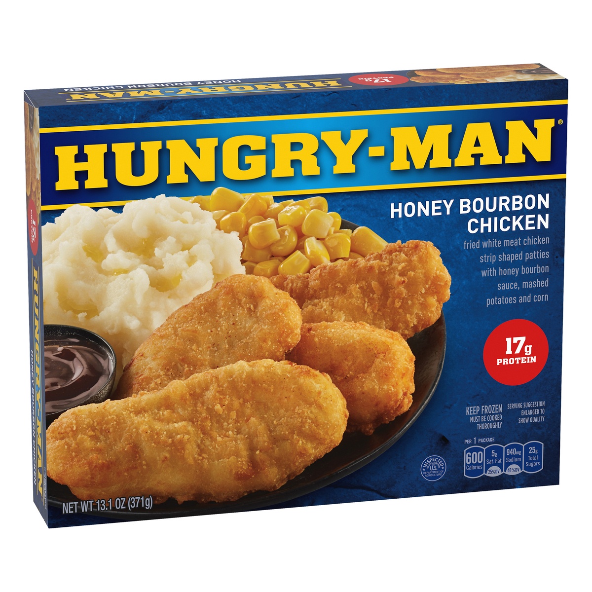 slide 2 of 10, Hungry-Man Pub Favorites Honey Bourbon Chicken, 13.1 oz