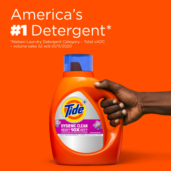 slide 15 of 25, Tide Hygienic Clean Heavy 10x Duty Liquid Laundry Detergent, Spring Meadow, 94 Loads, HE Compatible, 132 fl oz