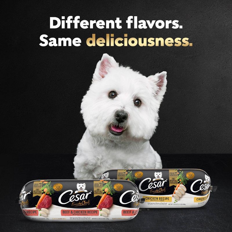 slide 6 of 10, Cesar Fresh Chef Chicken, Carrot, Pea, Vegetable, Beef and Red Meat Flavor Adult Refrigerated Wet Dog Food - 1.3lbs, 1.3 lb