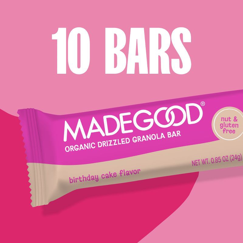 slide 3 of 8, MadeGood Chocolate Drizzled Birthday Cake Flavor Granola Bars Family Pack - 8.5oz/10ct, 8.5 oz, 10 ct