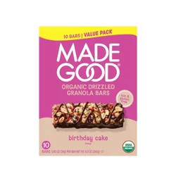 MadeGood Chocolate Drizzled Birthday Cake Flavor Granola Bars Family Pack - 8.5oz/10ct