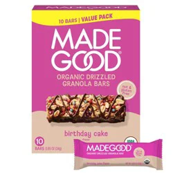 MadeGood Chocolate Drizzled Birthday Cake Flavor Granola Bars Family Pack - 8.5oz/10ct