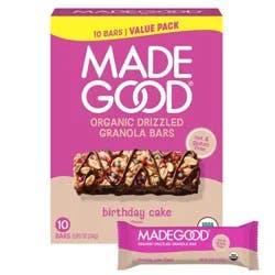 MadeGood Chocolate Drizzled Birthday Cake Flavor Granola Bars Family Pack - 8.5oz/10ct