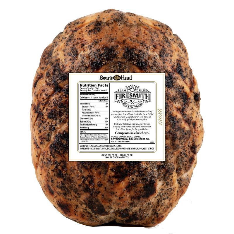 slide 3 of 4, Boar's Head FireSmith Flame Grilled Chicken Breast - Deli Fresh Sliced - price per lb, per lb