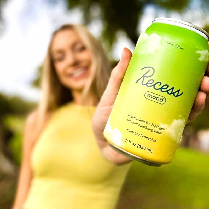 slide 3 of 4, Recess Mood Lime Citrus Sparkling Water with Magnesium L Threonate - 12 fl oz Can, 12 fl oz