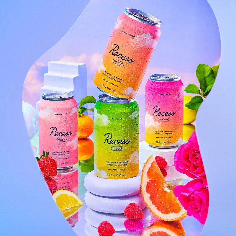 slide 4 of 4, Recess Mood Lime Citrus Sparkling Water with Magnesium L Threonate - 12 fl oz Can, 12 fl oz