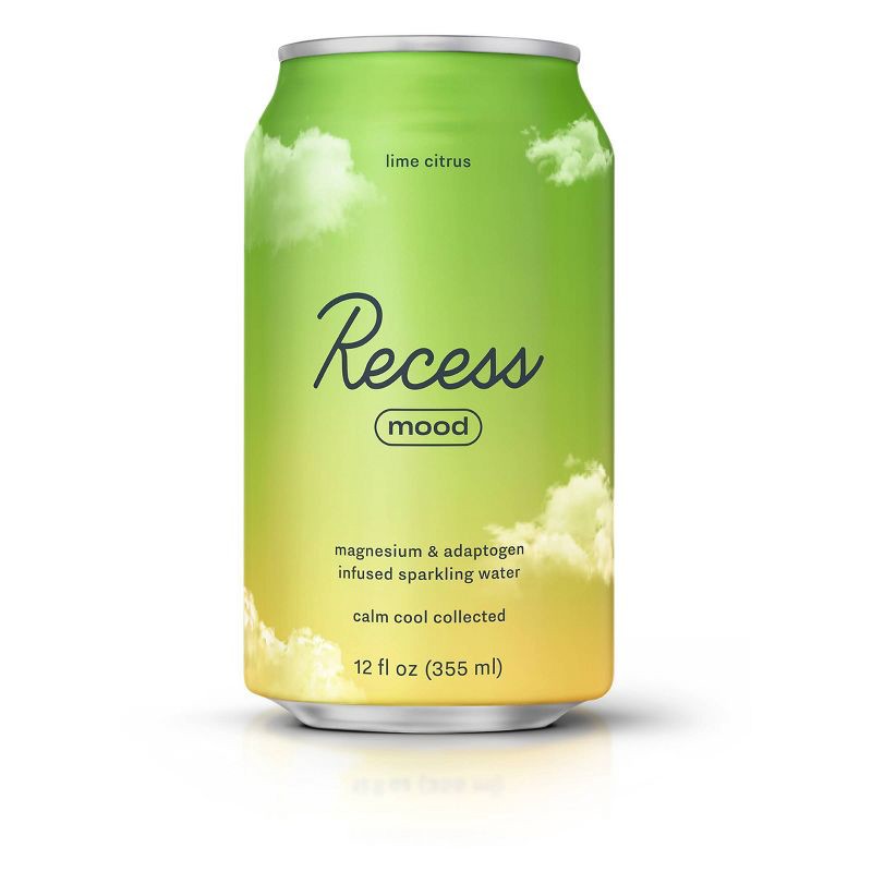 slide 1 of 4, Recess Mood Lime Citrus Sparkling Water with Magnesium L Threonate - 12 fl oz Can, 12 fl oz