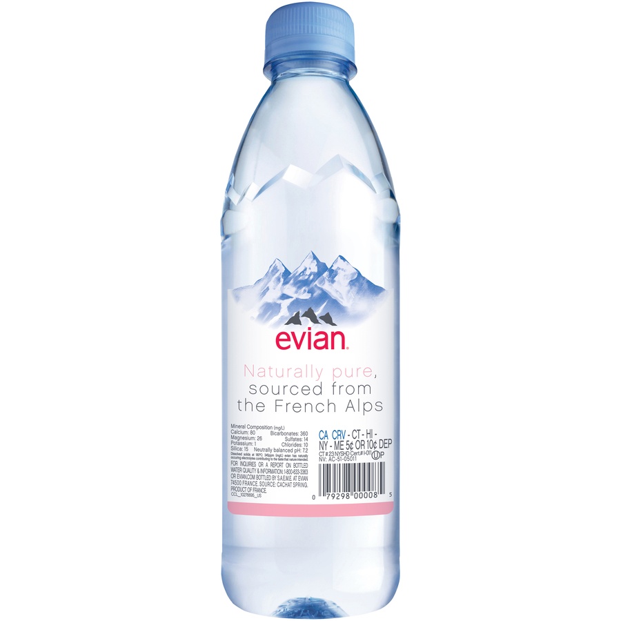 slide 2 of 2, Evian Drinking Water Spring Single 0.5 Liter Bottle, 1 ct