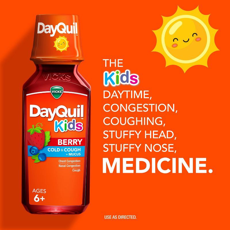 slide 8 of 10, Vicks Kids DayQuil & NyQuil Berry Cold & Cough Medicine Liquid - 16 fl oz, 16 fl oz