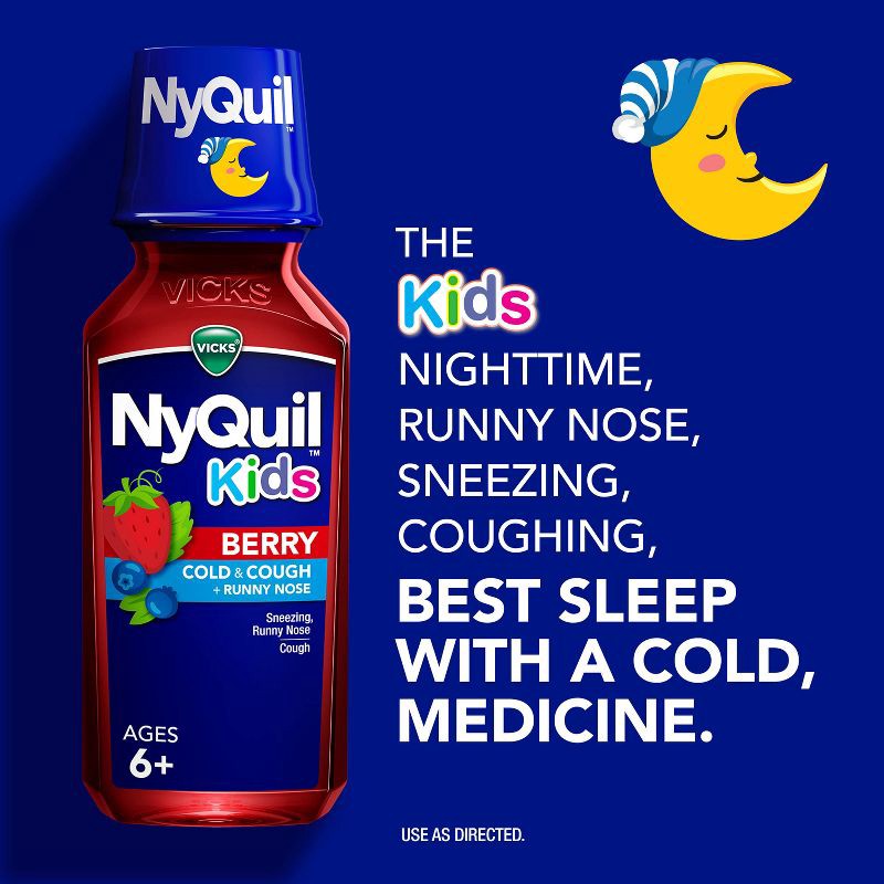slide 9 of 10, Vicks Kids DayQuil & NyQuil Berry Cold & Cough Medicine Liquid - 16 fl oz, 16 fl oz