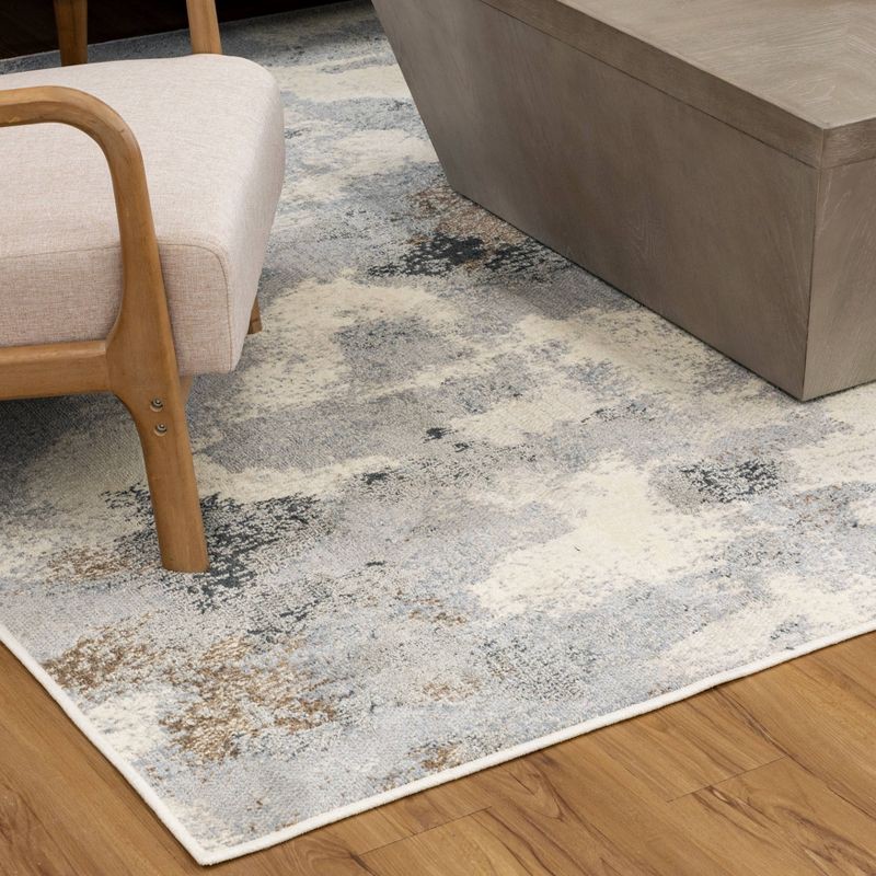 slide 5 of 7, 5'x7' Watercolor Area Rug Gray - Threshold™: Geometric Pattern, Skid-Resistant, Medium Pile, Indoor Use, 1 ct