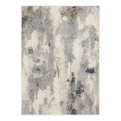 5&#x27;x7&#x27; Watercolor Area Rug Gray - Threshold™: Geometric Pattern, Skid-Resistant, Medium Pile, Indoor Use