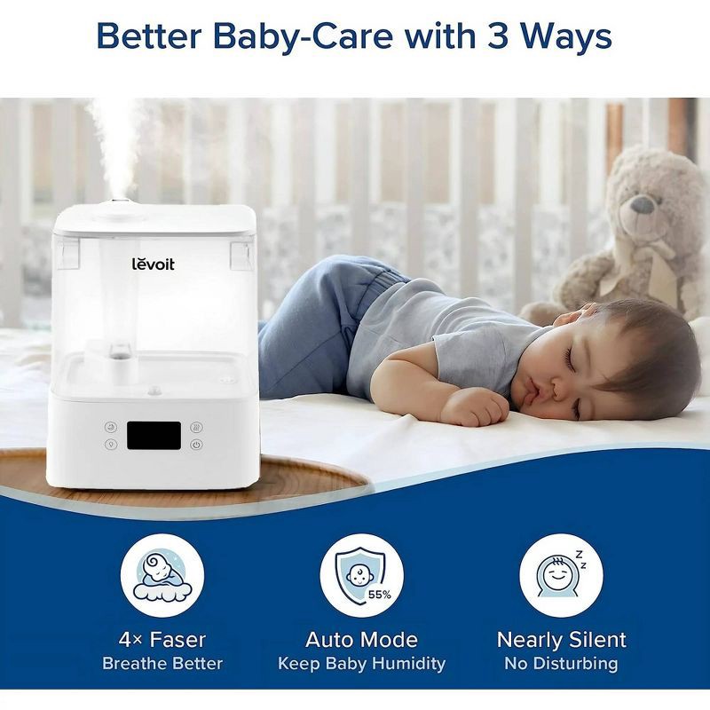 slide 15 of 21, Levoit Classic 300S Ultrasonic Smart Humidifier White: Cool Mist, No Filter, 300-500 sq. ft., Bedroom & Baby Use, 1 ct