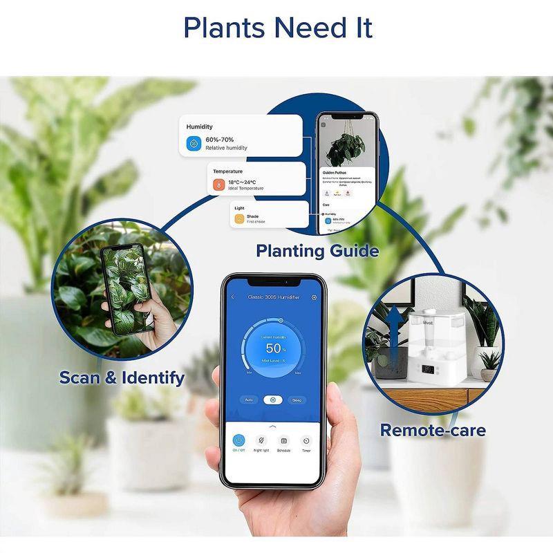 slide 17 of 21, Levoit Classic 300S Ultrasonic Smart Humidifier White: Cool Mist, No Filter, 300-500 sq. ft., Bedroom & Baby Use, 1 ct