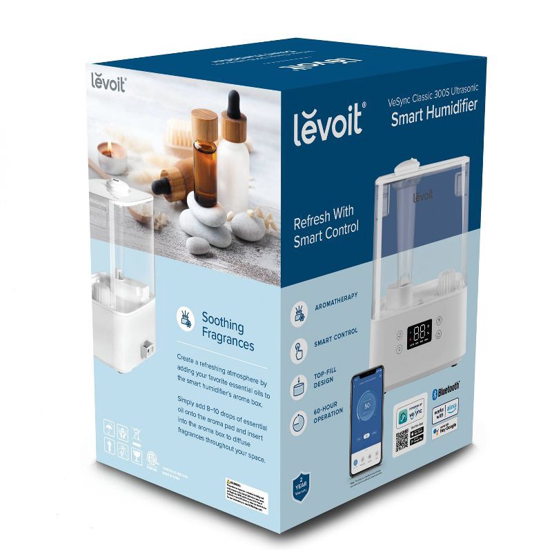 slide 8 of 21, Levoit Classic 300S Ultrasonic Smart Humidifier White: Cool Mist, No Filter, 300-500 sq. ft., Bedroom & Baby Use, 1 ct