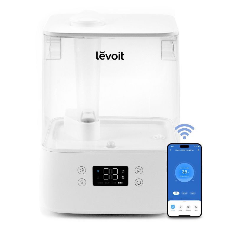 slide 1 of 21, Levoit Classic 300S Ultrasonic Smart Humidifier White: Cool Mist, No Filter, 300-500 sq. ft., Bedroom & Baby Use, 1 ct