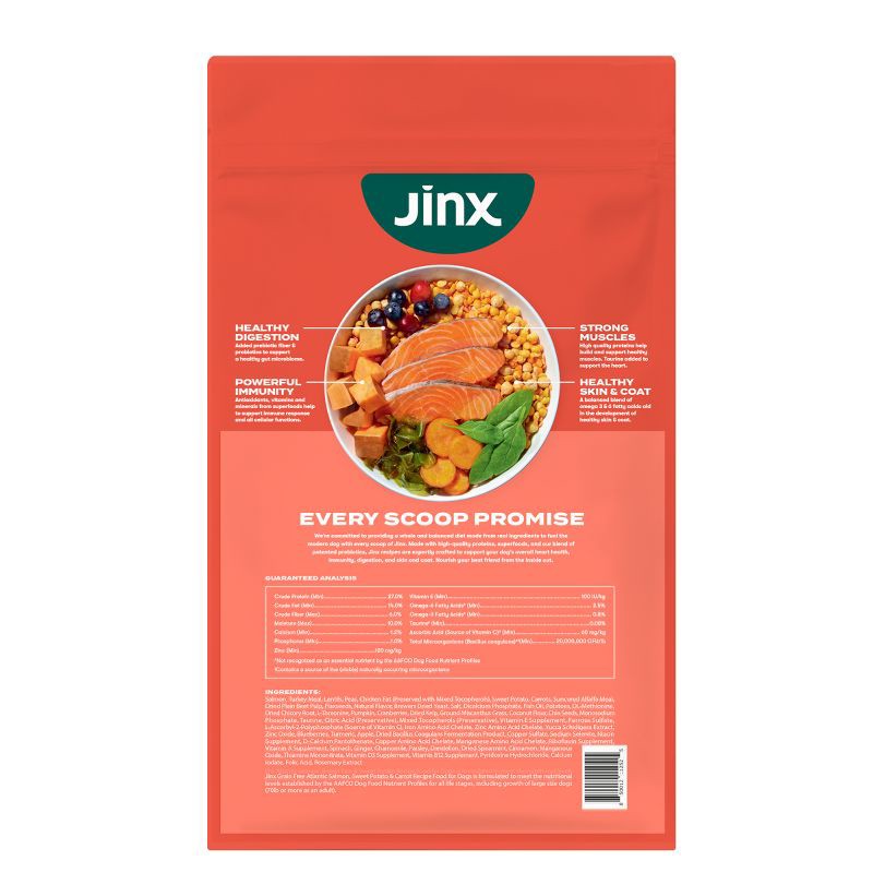 slide 2 of 9, Jinx Grain-Free Dry Dog Food with Salmon, Sweet Potato & Carrot Flavor - 11.5lbs, 11.5 lb