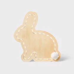 12" Easter Natural Wood Bunny with Faux Neon - Spritz™