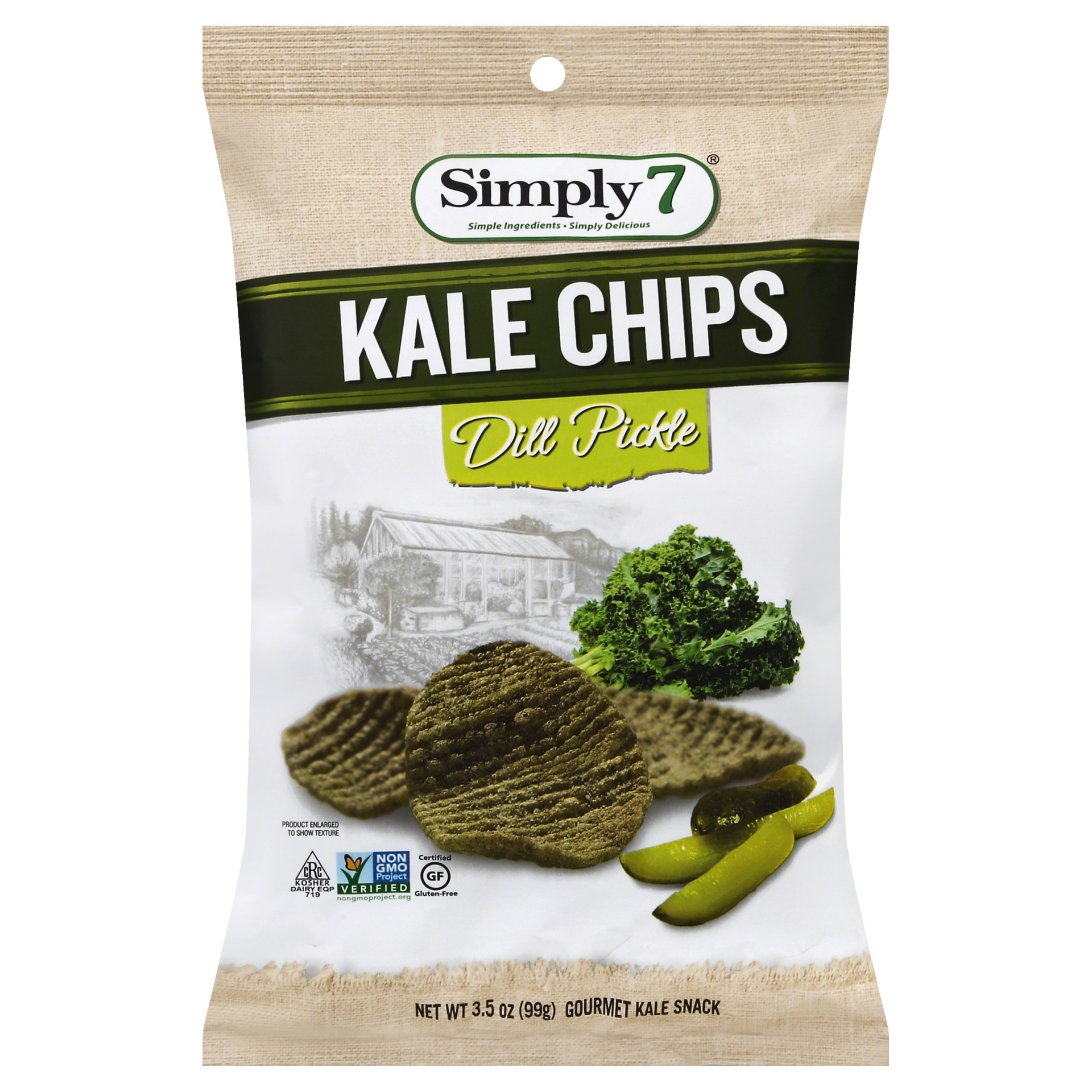 slide 1 of 3, Simply7 Kale Chips Dill Pickle, 3.5 oz