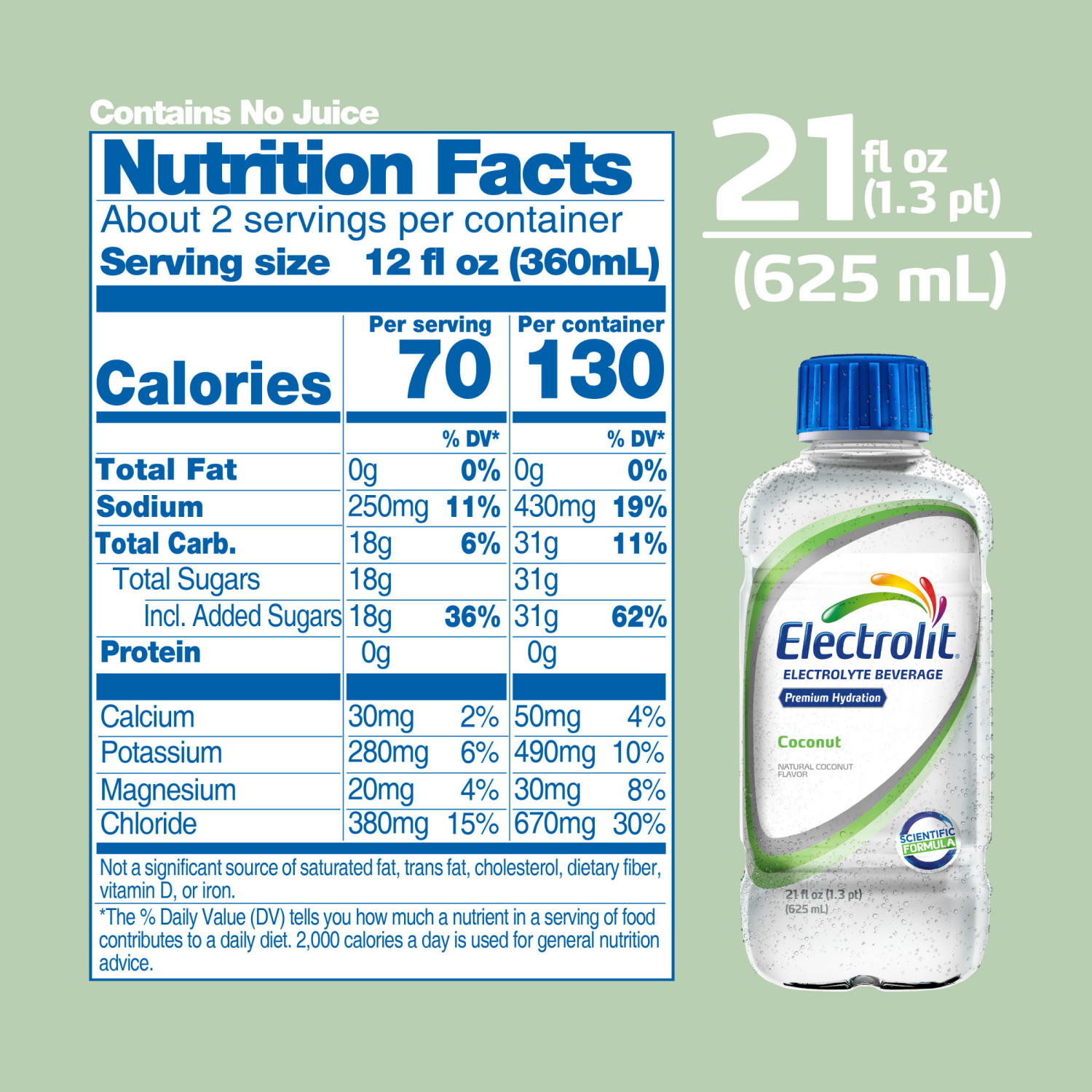 slide 4 of 4, Electrolit Premium Hydration Coconut Flavored Electrolyte Beverage, 21 fl oz bottle, 21 oz