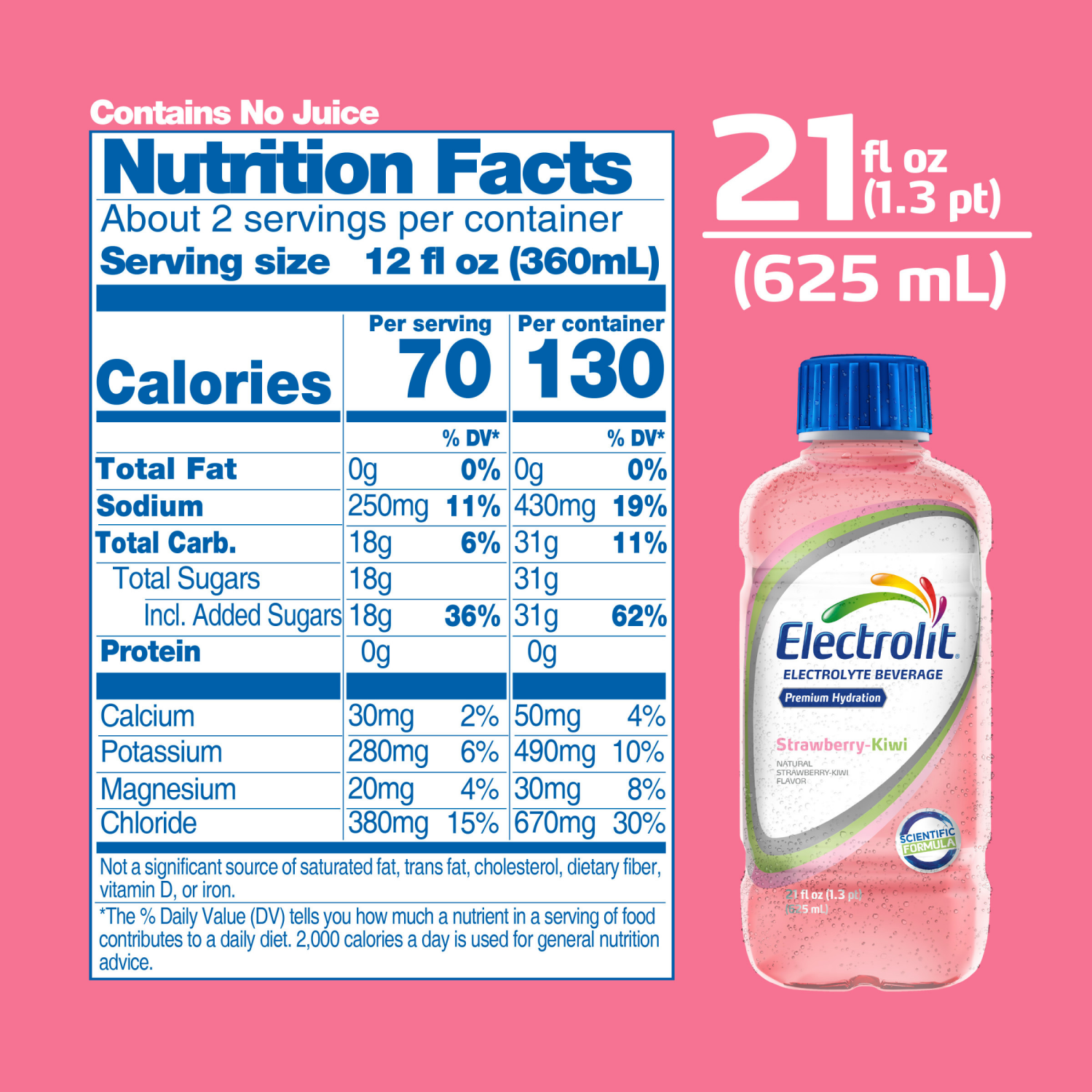 slide 4 of 4, Electrolit Premium Hydration Strawberry Kiwi Flavored Electrolyte Beverage, 21 fl oz bottle, 21 fl oz