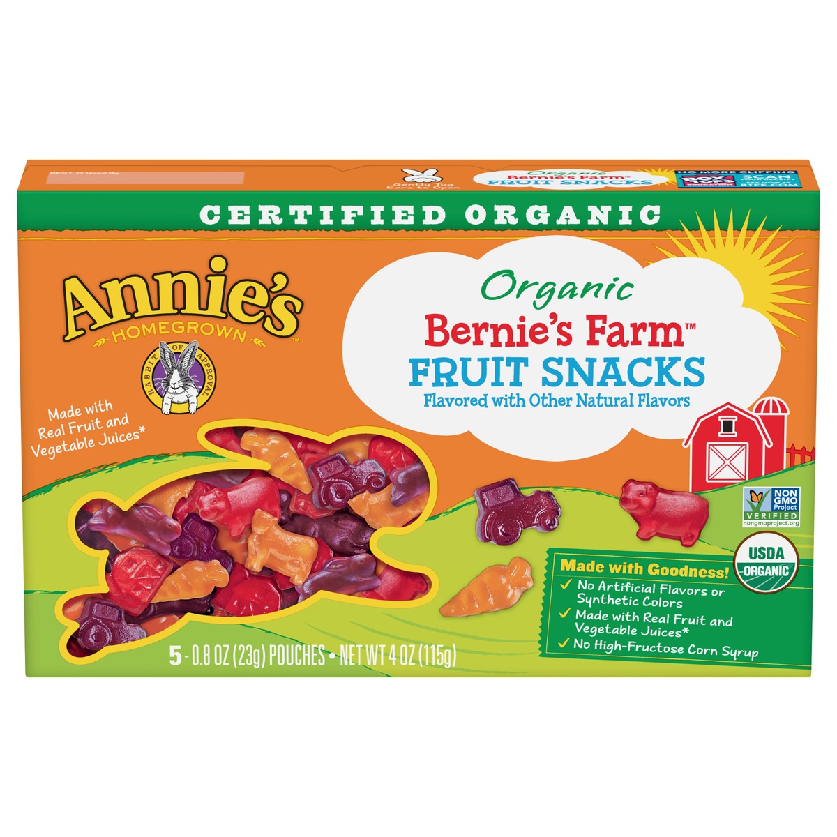 slide 1 of 1, Annies Bernie's Farm Organic Fruit Snacks 5 ea, 5 ct