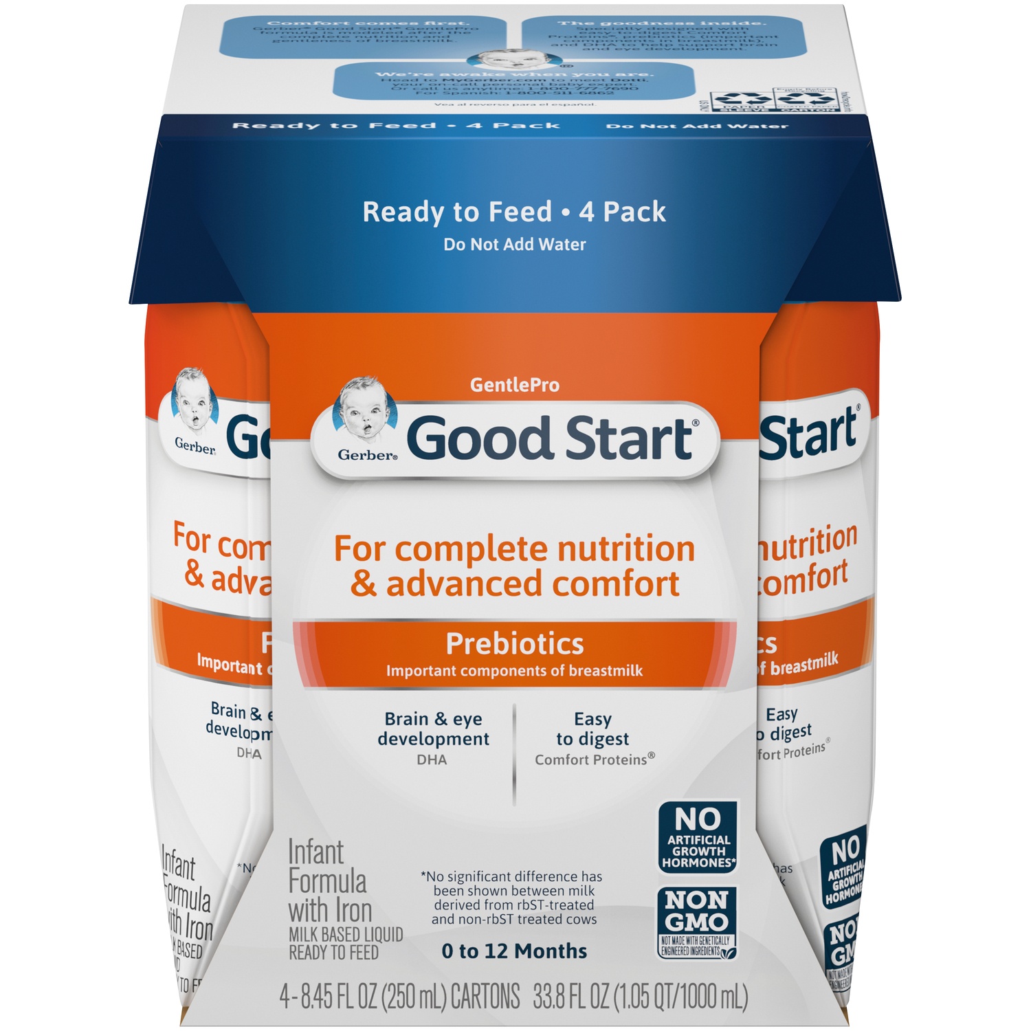 slide 3 of 9, Good Start GentlePro Non-GMO Liquid Baby Formula, 8.45 fl oz Bottle (4 Pack), 33.8 fl oz