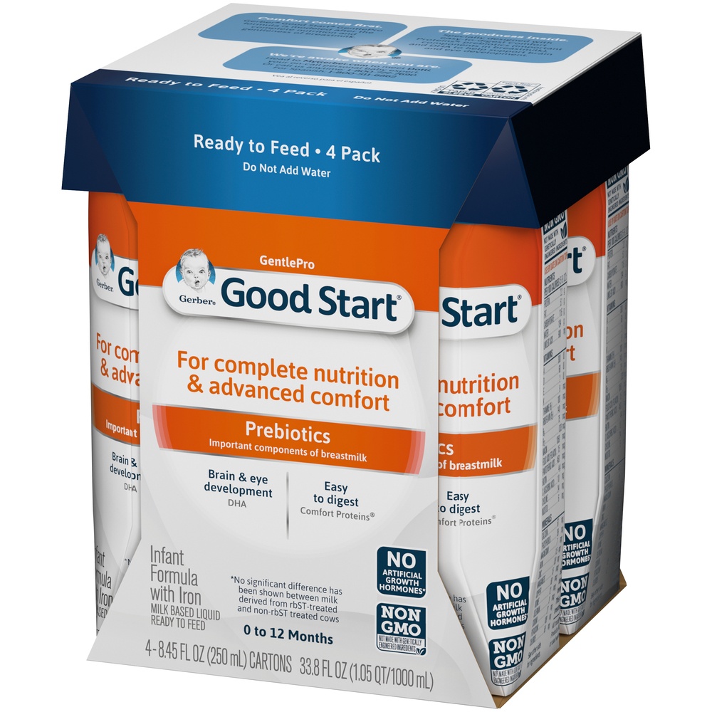 slide 5 of 9, Good Start GentlePro Non-GMO Liquid Baby Formula, 8.45 fl oz Bottle (4 Pack), 33.8 fl oz