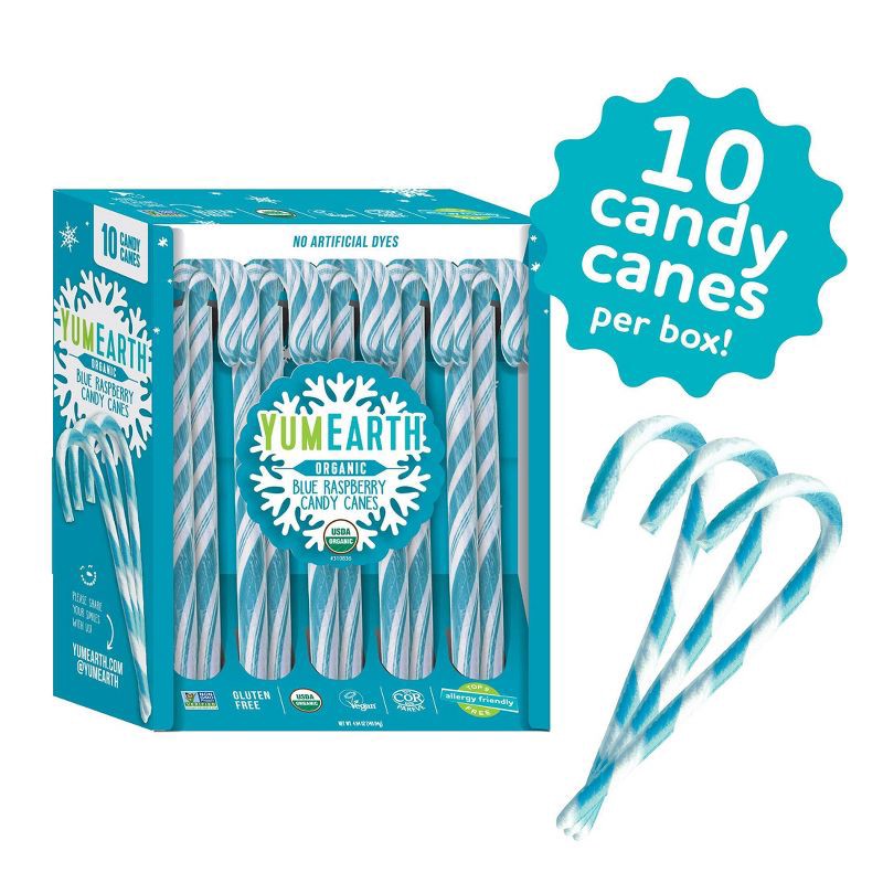 slide 2 of 7, YumEarth Christmas Blue Raspberry Organic Candy Canes - 4.94oz/10ct, 4.94 oz, 10 ct