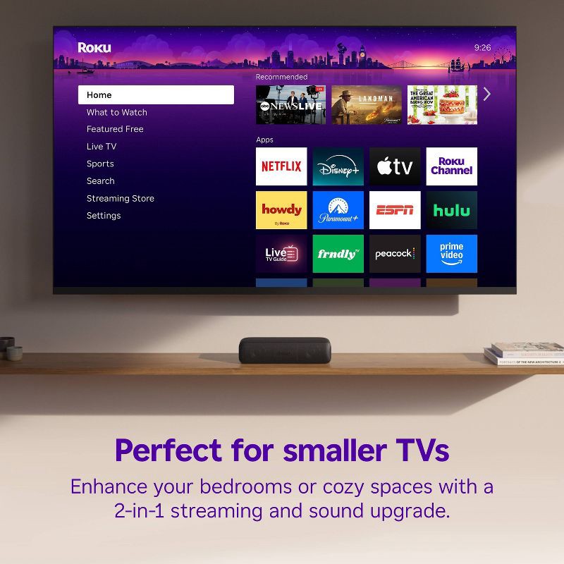 slide 5 of 11, Roku Streambar SE 2-in-1 TV Soundbar with Built-in Streaming, Premium Speakers, & Enhanced Speech Clarity: 4K Resolution, Wi-Fi 5, Voice Assistant, 1 ct