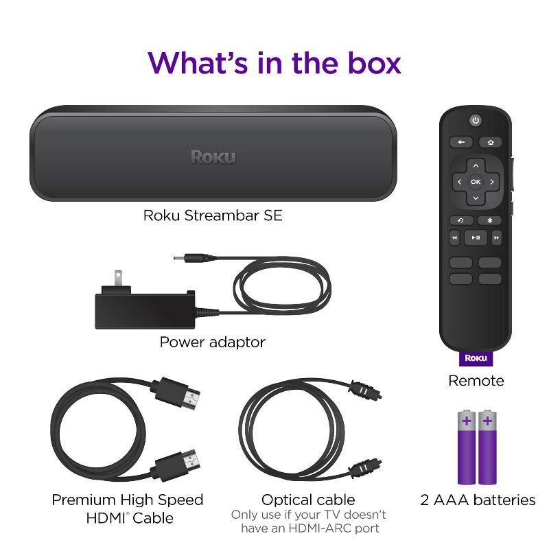 slide 9 of 11, Roku Streambar SE 2-in-1 TV Soundbar with Built-in Streaming, Premium Speakers, & Enhanced Speech Clarity: 4K Resolution, Wi-Fi 5, Voice Assistant, 1 ct