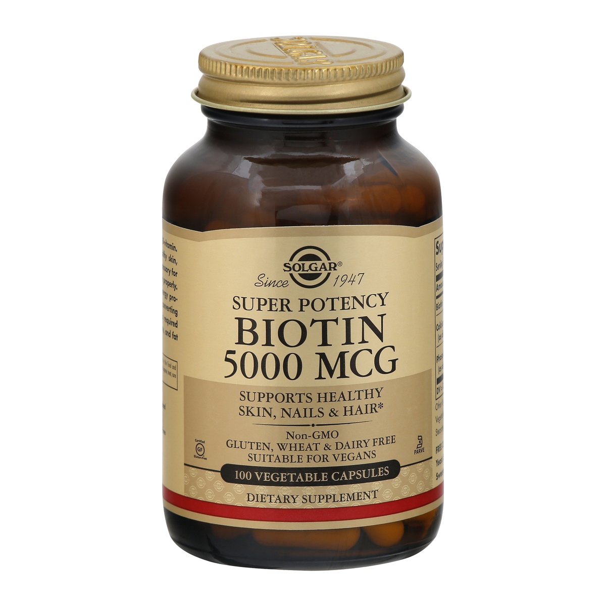 slide 1 of 1, Solgar Biotin, Super Potency, 5000 mcg, Vegetable Capsules, 100 ct