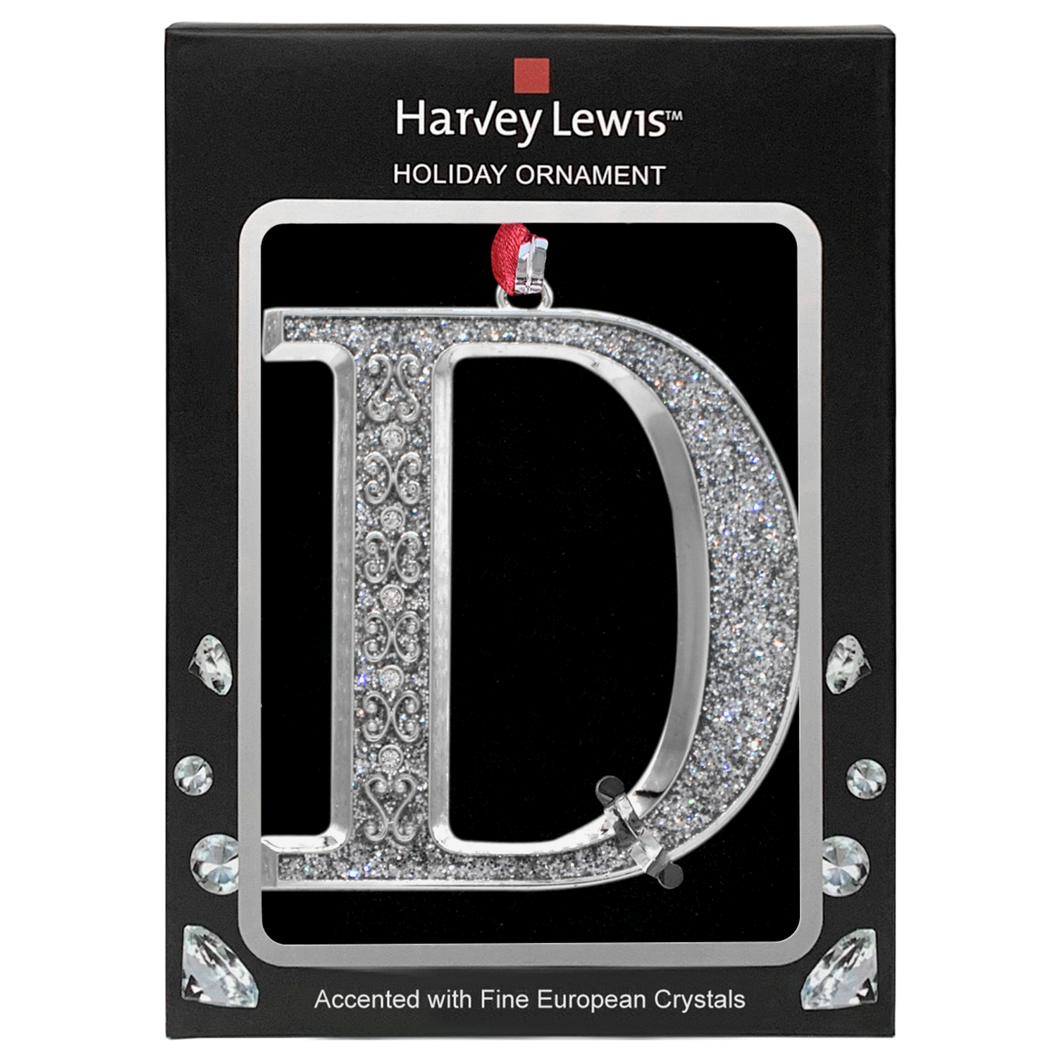 slide 2 of 3, ORNAMENT MONOGRAM D 3inH 2 AST, 3 in