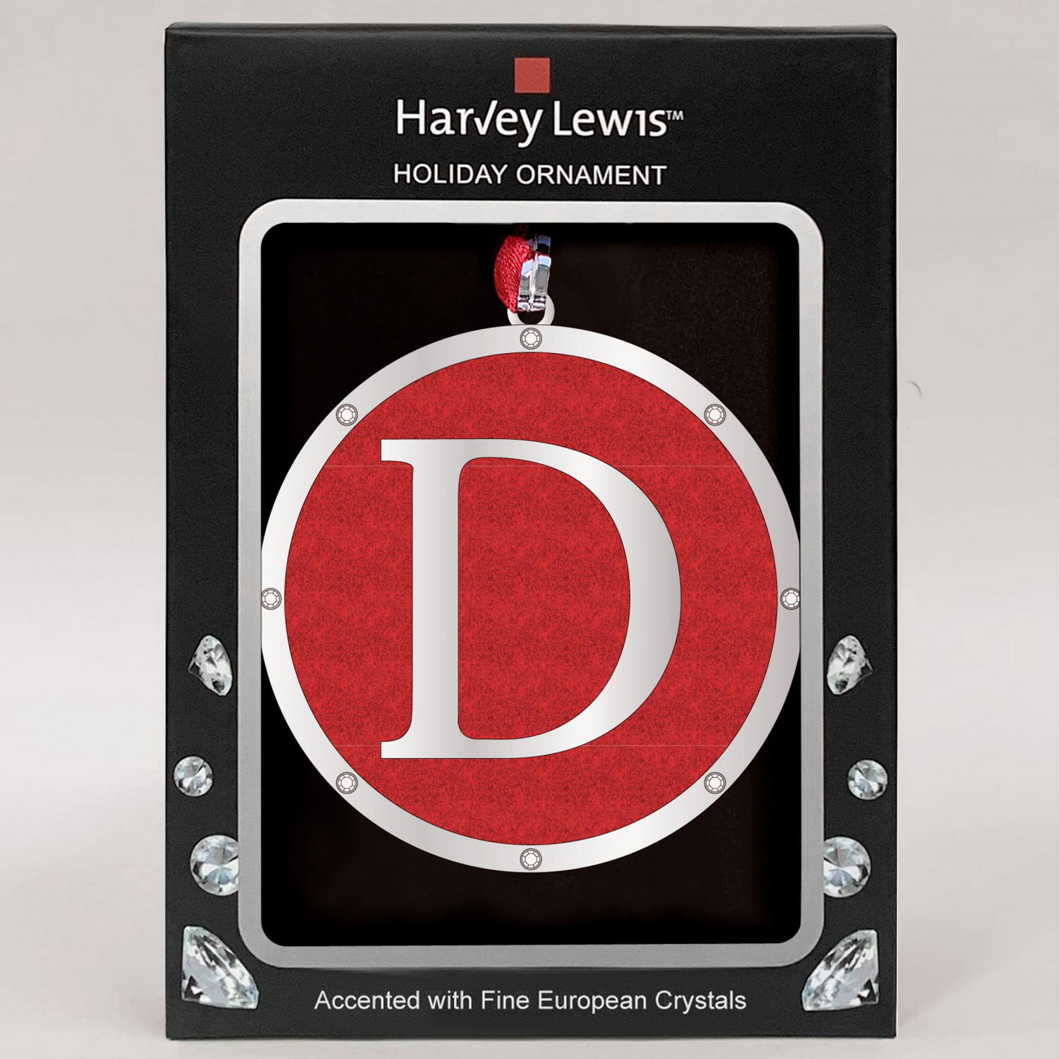 slide 1 of 3, ORNAMENT MONOGRAM D 3inH 2 AST, 3 in